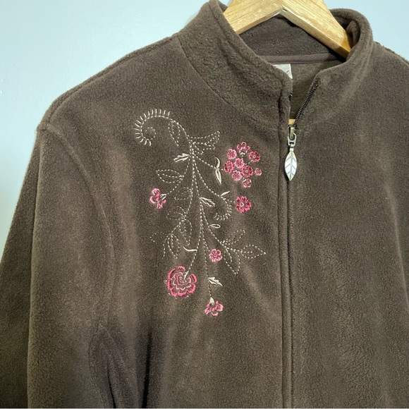 Carroll Reed Fleece‎ Zip Up Sweater with Floral Embroidery - XL - Picture 5 of 6